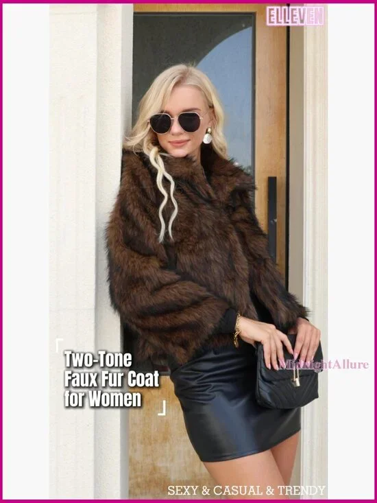 Fluffy Faux Fur Winter Coat with Lapel Collar and Pockets - Picture 7 of 7